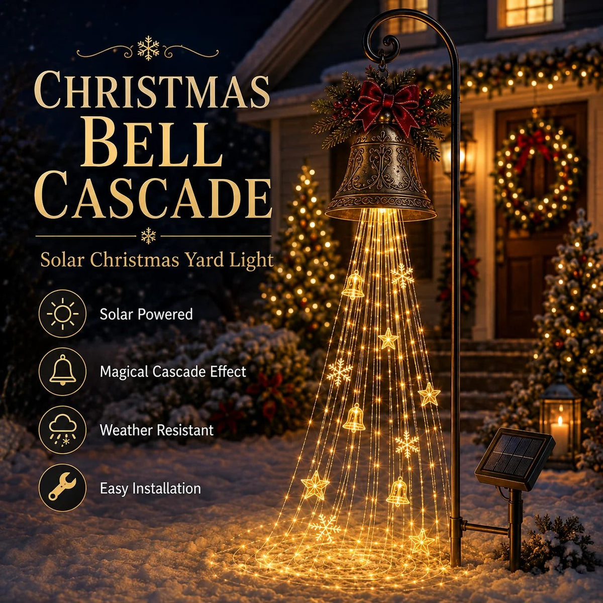 🎄Christmas Early Bird Deal- Christmas Bell Cascade Solar Yard Light✨