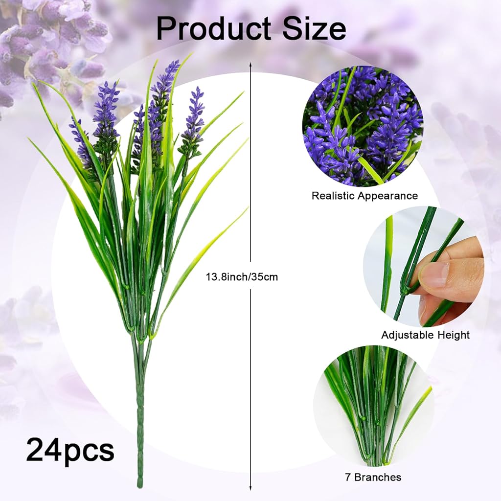 Charming UV Resistant Artificial Lavender - Outdoor & Indoor Plastic Faux Lavender Decor