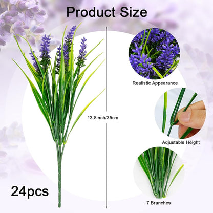 Charming UV Resistant Artificial Lavender - Outdoor & Indoor Plastic Faux Lavender Decor