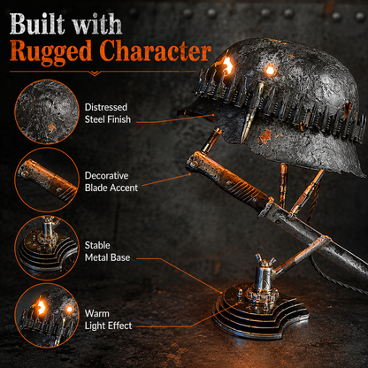 🪖 War Relic Vintage Helmet Table Lamp