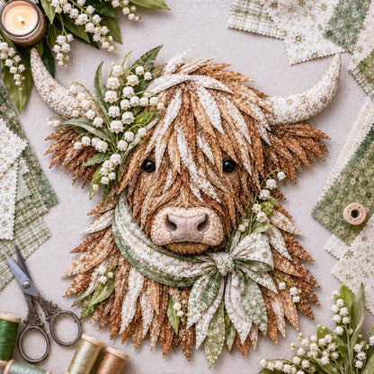 🔥LAST DAY 50% OFF - 🐮💐🌸 Birth Flower Highland Cow 3D Layered Fabric Art DIY Kit (Beginner-friendly) 🔥 Buy 2 Free Shipping
