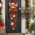 ✨🎄Lighted Highland CowChristmas Door Swag - ACozy Holiday Welcome
