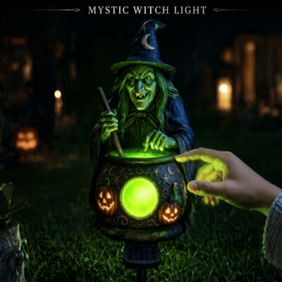 🧙Halloween Solar Witch Cauldron Garden Stake Light