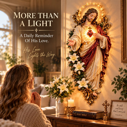✨ Sacred Heart of Jesus 3D Lighted Wall Décor
