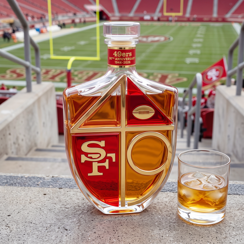 49ers 80th Anniversary Whiskey Bottle