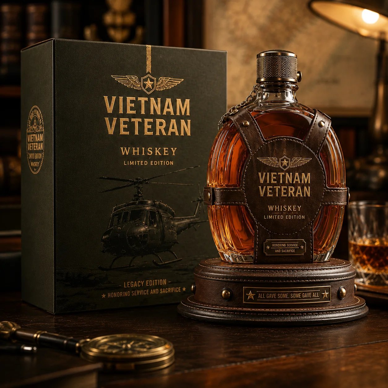 🎖️Vietnam Veteran Tribute Whiskey Decanter Gift Set–💛All Gave Some, Some Gave All