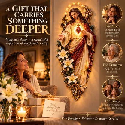 ✨ Sacred Heart of Jesus 3D Lighted Wall Décor