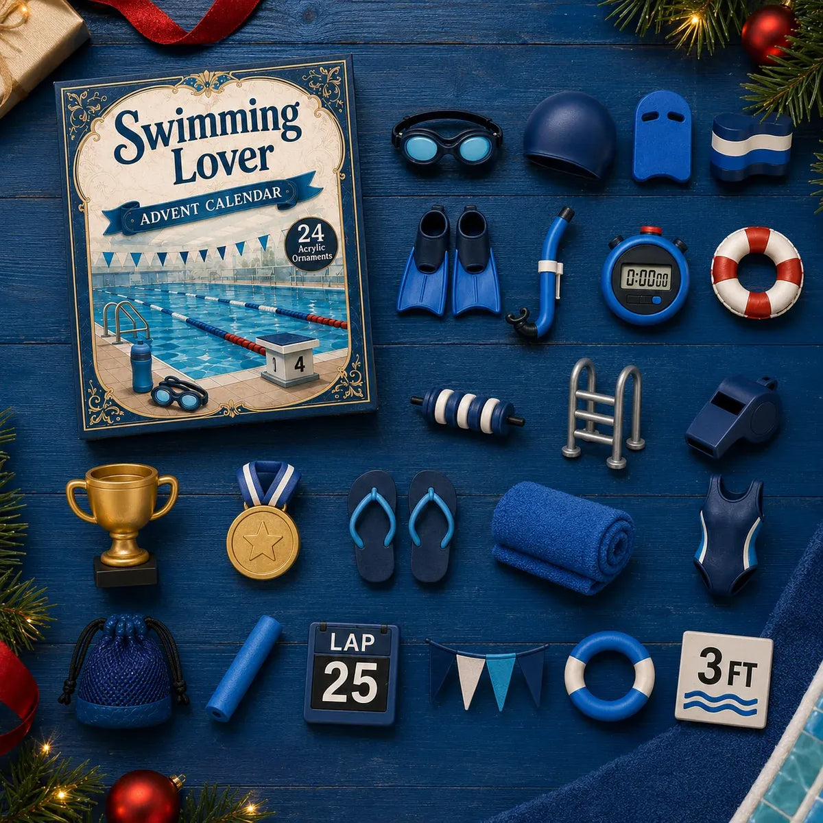 ⏳ Last Day 49% OFF – 🏊 Swim-Life Advent Calendar 2026 | 24 Swim-Themed 3D Figurines 💦