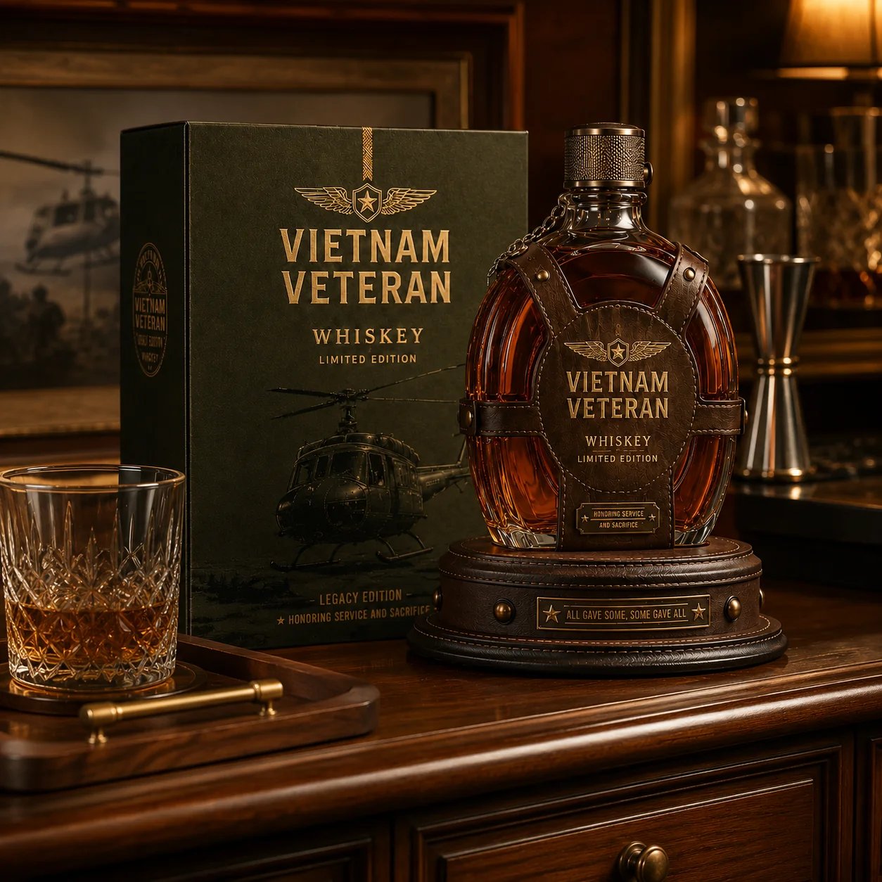 🎖️Vietnam Veteran Tribute Whiskey Decanter Gift Set–💛All Gave Some, Some Gave All
