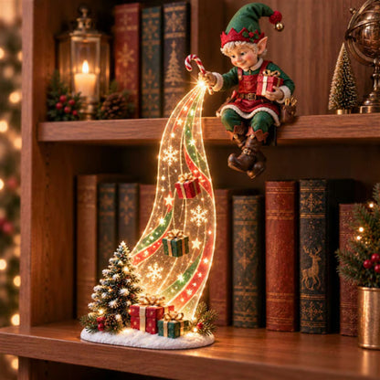 🎅✨Christmas Shelf Sitter Figurine With Light Curtain Decor