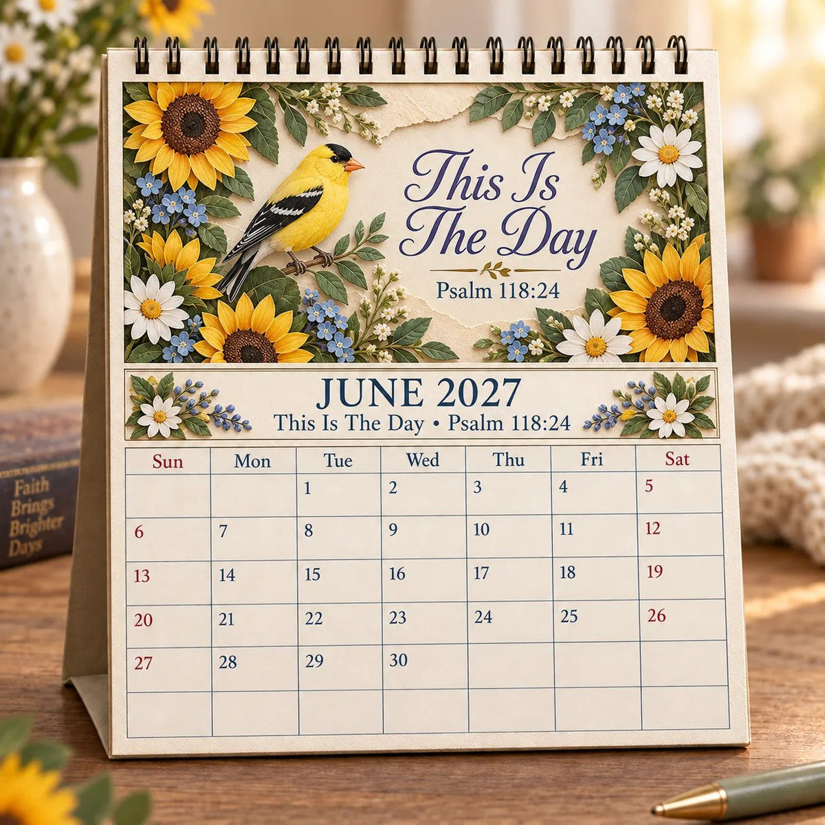 ✝️ 3D Christian Calendar 2027 | 12 Scripture Designs with Nature Scenes, Birds &amp; Flowers for Faith-Filled Homes &amp; Meaningful Gifts 🎁