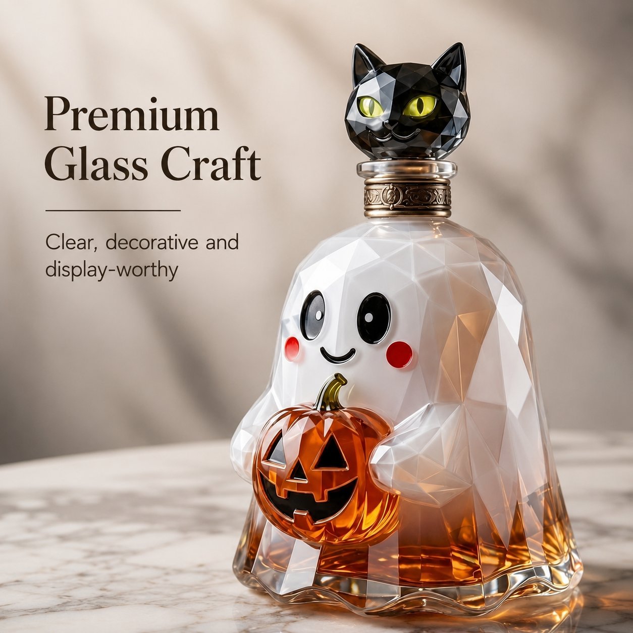 Ghost Pumpkin Halloween Decanter 🎃 Spooky Glass Whiskey Bottle