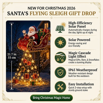 🔥Free Shipping - 🎅✨ 2026 New Santa’s Flying Sleigh Gift Cascade – Solar Christmas Garden Light