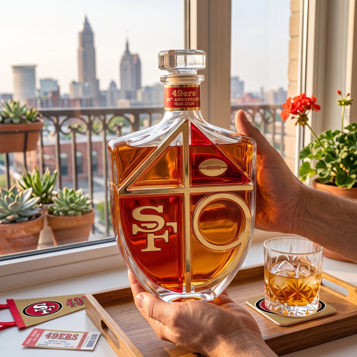 49ers 80th Anniversary Whiskey Bottle