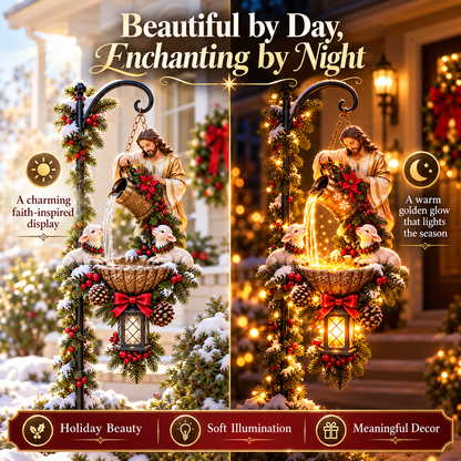 🔥Last Day 50% OFF-✝️ Jesus Blessing Hanging Fountain – Lighted Christian Christmas Garden Decor