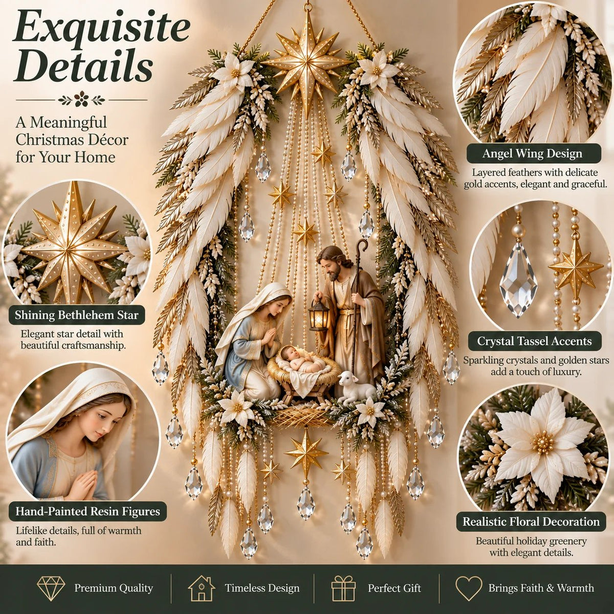 ✨👼 Heavenly Angel Wings Nativity Light✨ – Lighted Christmas Wall Decor