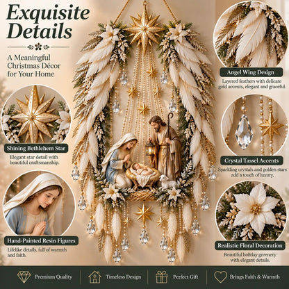 ✨👼 Heavenly Angel Wings Nativity Light✨ – Lighted Christmas Wall Decor