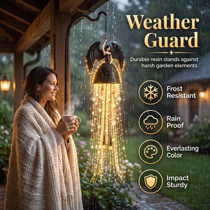 Gothic Dark Angel Starlight Waterfall Outdoor Resin Garden Light