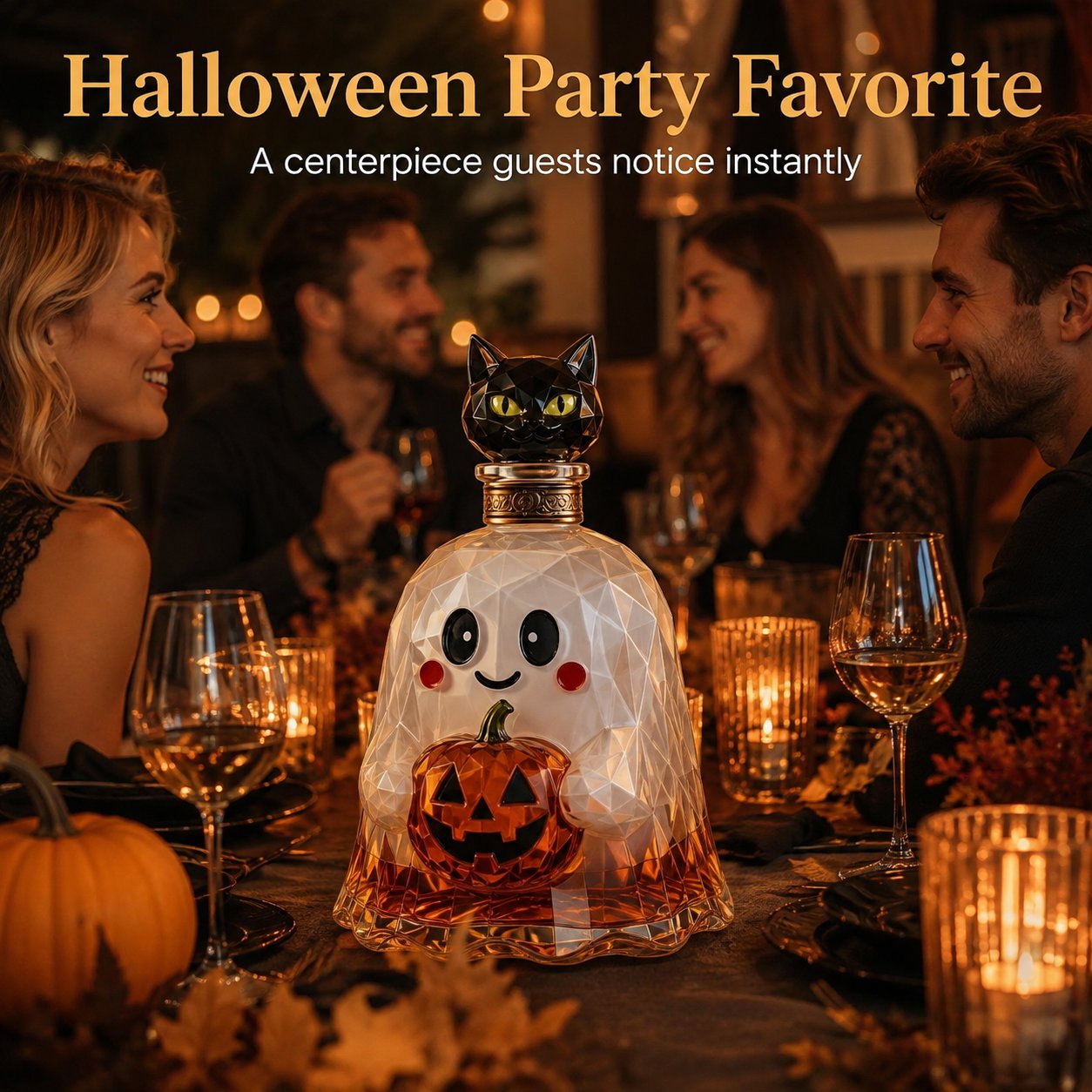 Ghost Pumpkin Halloween Decanter 🎃 Spooky Glass Whiskey Bottle
