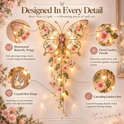 ✨ Winged Garden Light – Enchanting Floral Wall Decor ✨