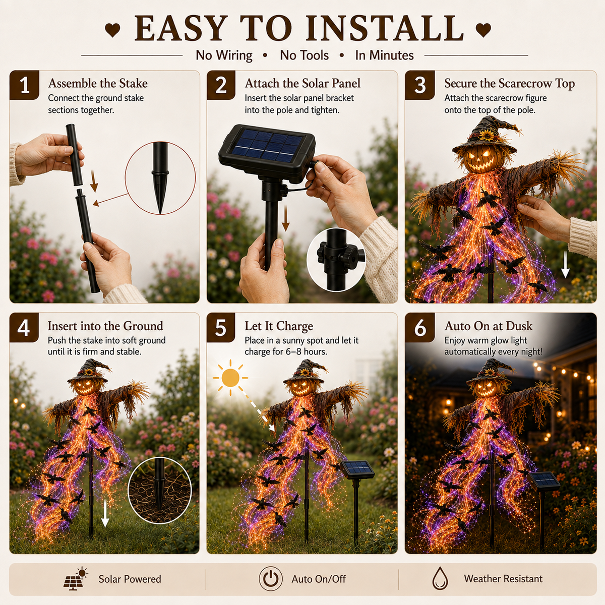 🎃 When The Crows Take Flight™ Haunted Scarecrow Solar Garden Light