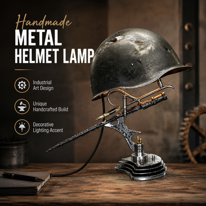 🪖 War Relic Vintage Helmet Table Lamp