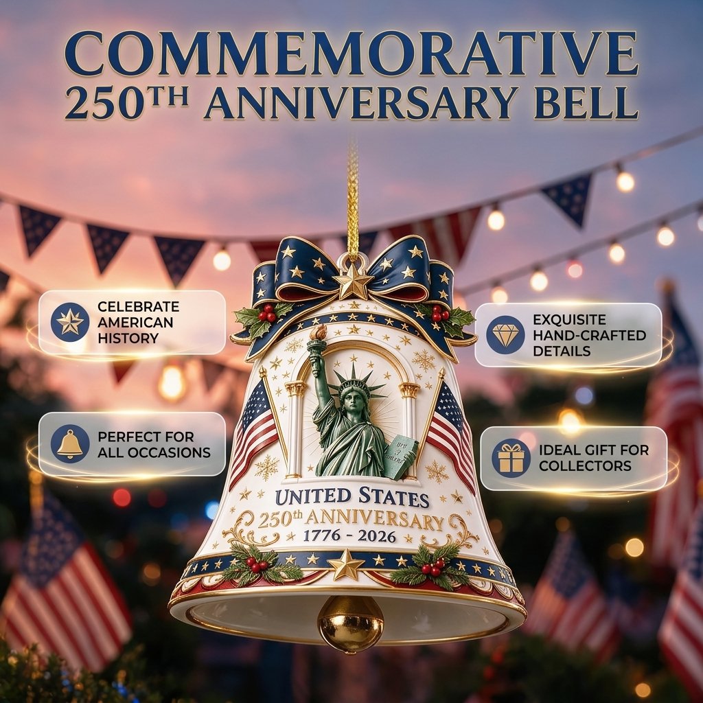 Voice of Liberty – US 250th Anniversary (1776–2026) Commemorative Bell Ornament