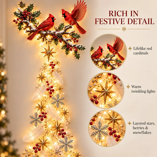 🔥🎁🐦 Cardinal Blessing Cascade Wall Light – Glowing Red Bird & Starlight Wall Décor