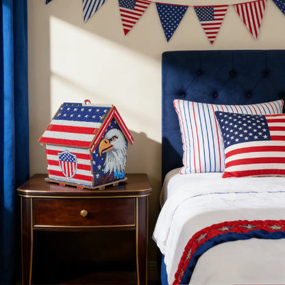 USA 250th Anniversary Diamond Painting Kit – American Flag Wooden House Decor