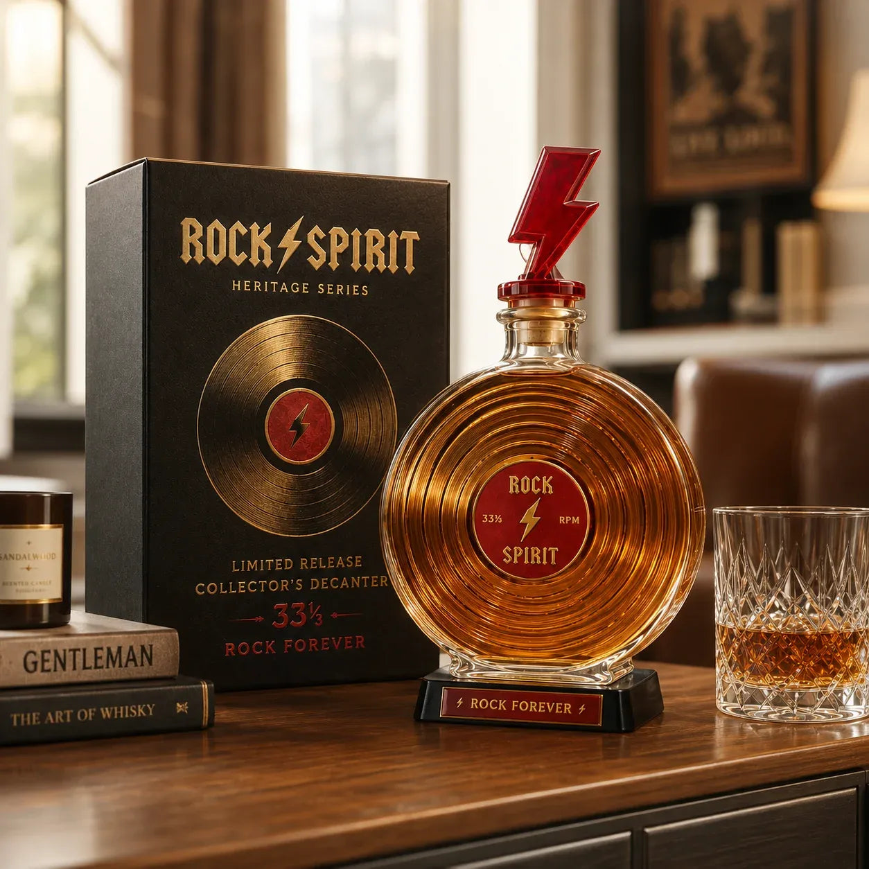 ⚡Rock Spirit 33⅓ RPM Vinyl Record Whiskey Decanter – Rock Forever Collector’s Edition