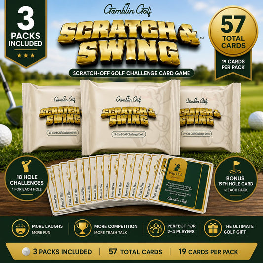 🏌🎁 Gamblin' Golf Scratch & SwingTM – Scratch-Off Golf Challenge Card Game | 3 Packs Included (57 Total Cards)