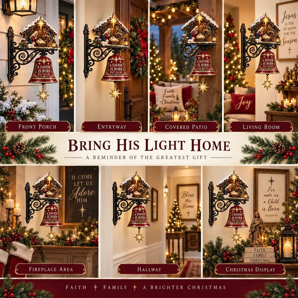 ✨ Jesus Nativity Christmas Door Bell - Welcome Christmas With The Story Of Jesus