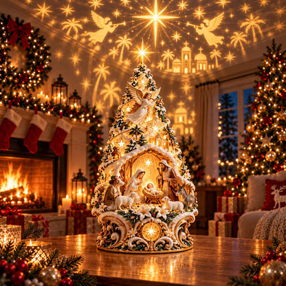 🔥 FINAL DAY - 49% OFF ENDS TONIGHT!Lighted Nativity Christmas Tree – Holy Family, Angels & Bethlehem Star Tabletop Decor