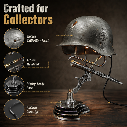🪖 War Relic Vintage Helmet Table Lamp