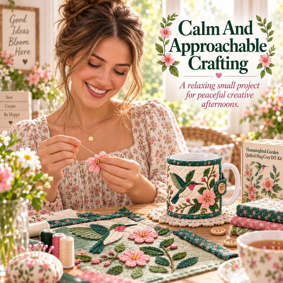 ✨🌸Garden Quilted Mug Cozy DIY Kit