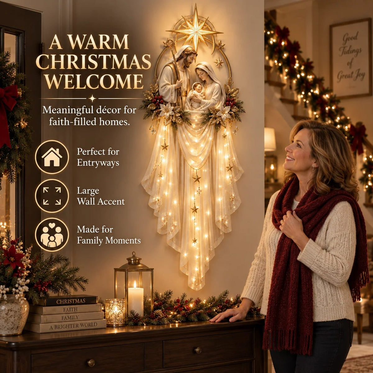 ✨49% OFF Today | Holy Family Star Veil™ – Meaningful Christmas Wall Decor