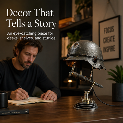 🪖 War Relic Vintage Helmet Table Lamp