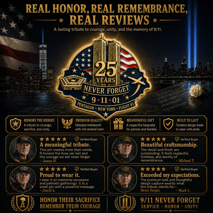 🕯️ 9/11 "New York • Pentagon • Flight 93" 25th Anniversary Remembrance Pin