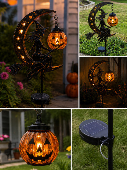 🎃 Halloween Early Bird Sale | 49% OFF Witch and Pumpkin Moon-Shaped Garden Stake Light