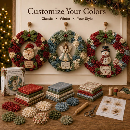 🎄 LAST DAY 50% OFF ✨ Make A Christmas Wreath You'll Be Proud To Display ❤️ 3D Fabric Poke DIY Kit With Tutorial & Guide Included
