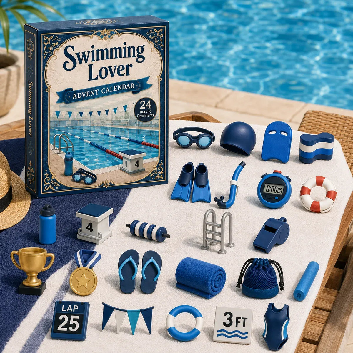 ⏳ Last Day 49% OFF – 🏊 Swim-Life Advent Calendar 2026 | 24 Swim-Themed 3D Figurines 💦