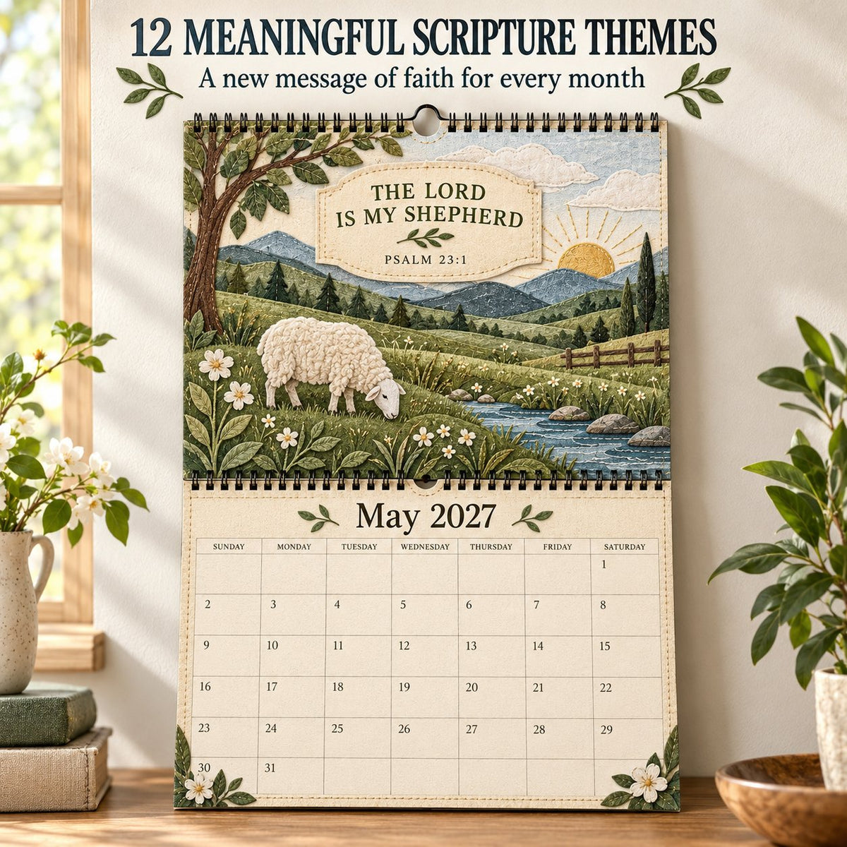 ✝️ 2027 Psalms Wall Calendar | Monthly Scripture &amp; Christian Artwork