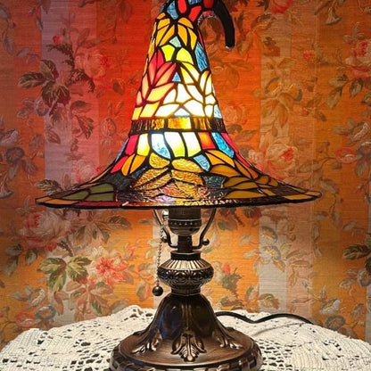 Witch Hat Lamps - Handcrafted Stained Gothic Wizard Hat Lights for Decor