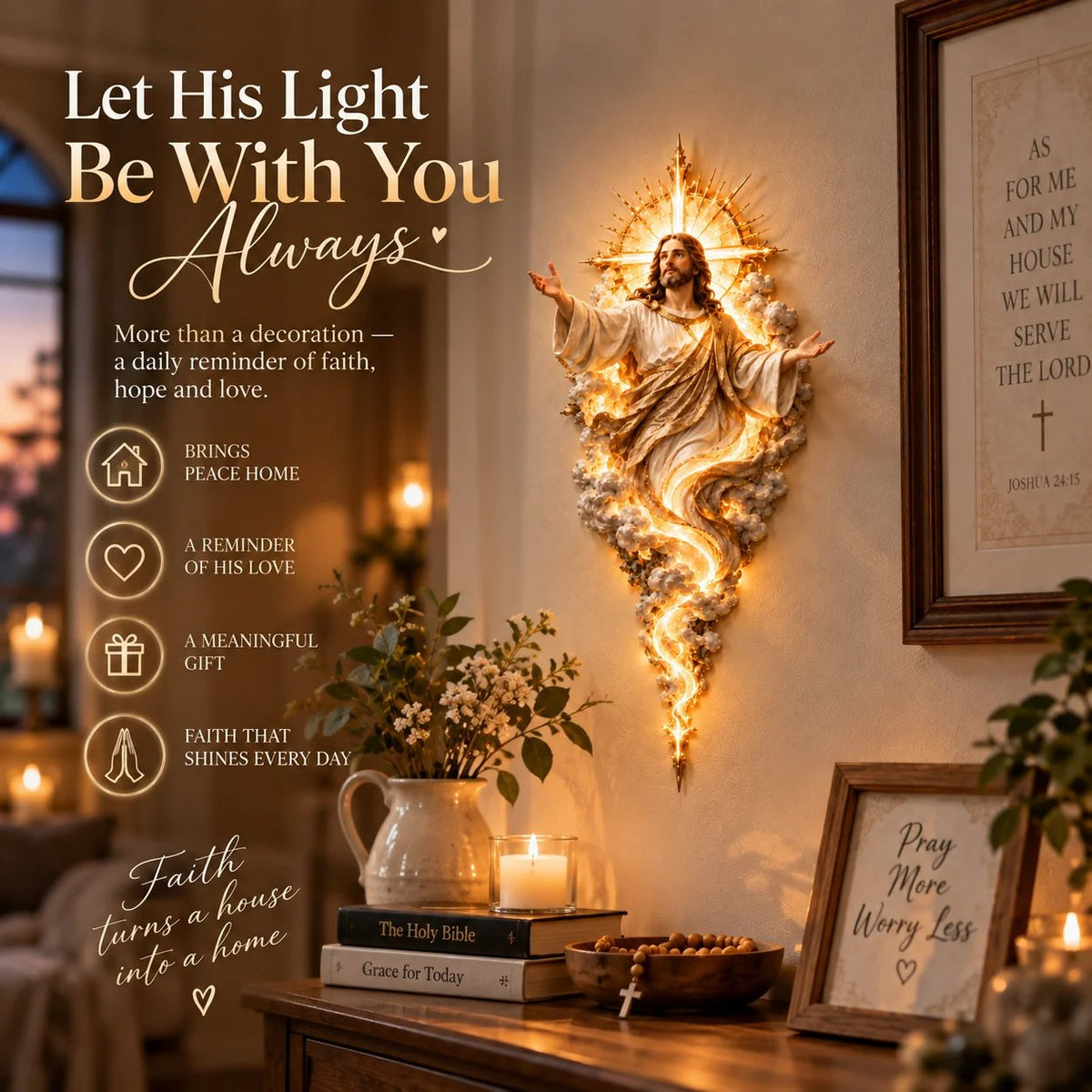 🔥Last Day 49% OFF -  ✝️ Light of the World Jesus Wall Sculpture – A Radiant Symbol of Faith for the Home