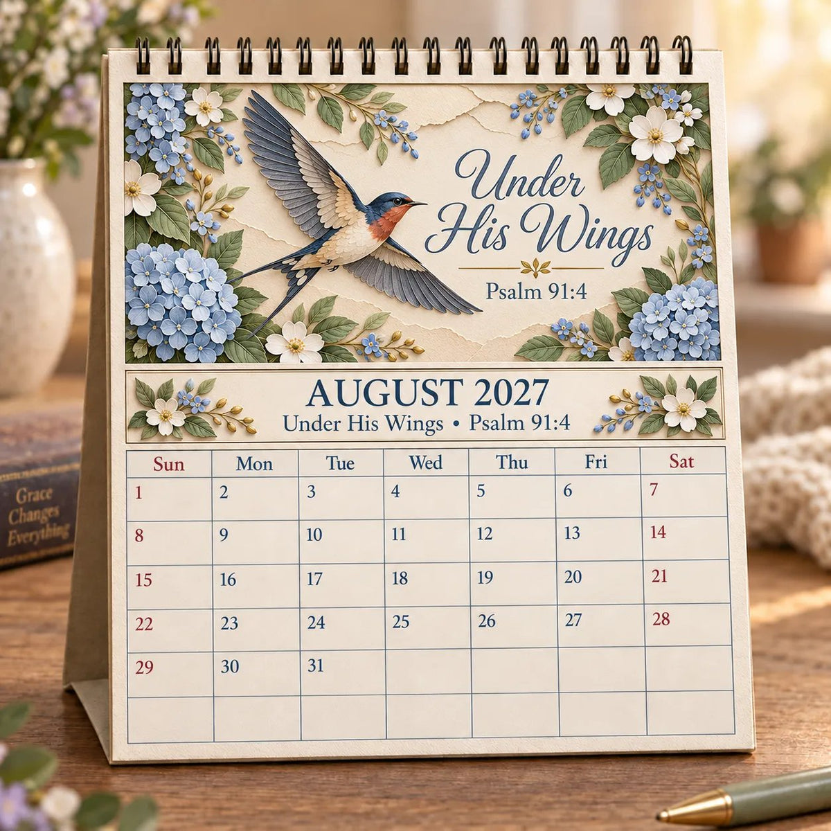 ✝️ 3D Christian Calendar 2027 | 12 Scripture Designs with Nature Scenes, Birds &amp; Flowers for Faith-Filled Homes &amp; Meaningful Gifts 🎁