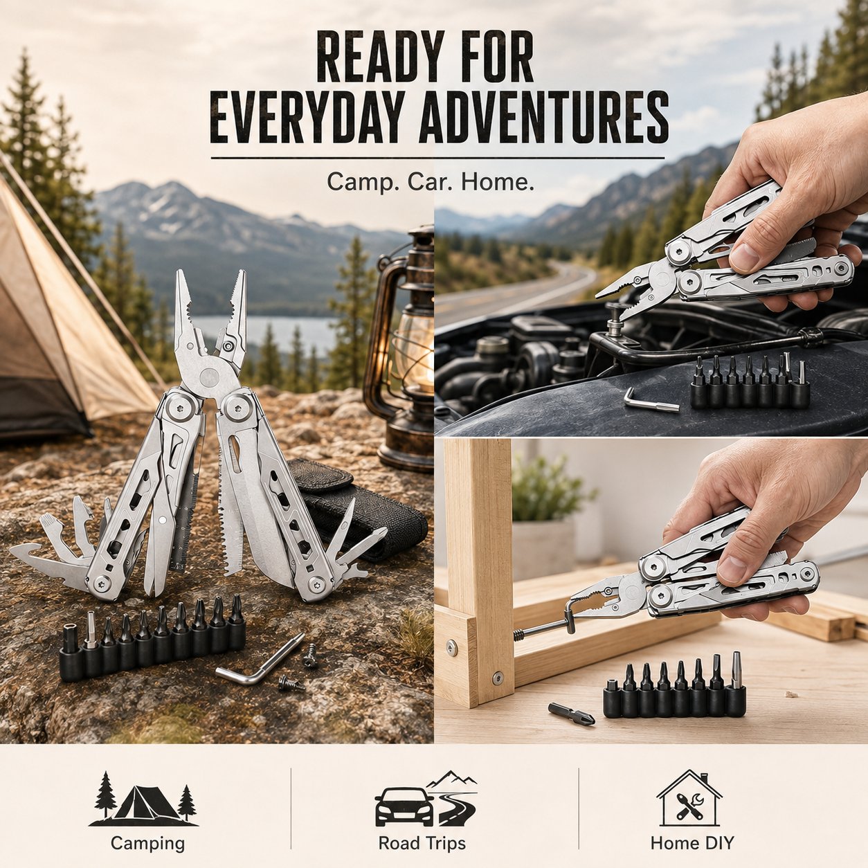 🏕️16‑in‑1 Multi‑Tool Pliers with Full‑Size Folding Scissors