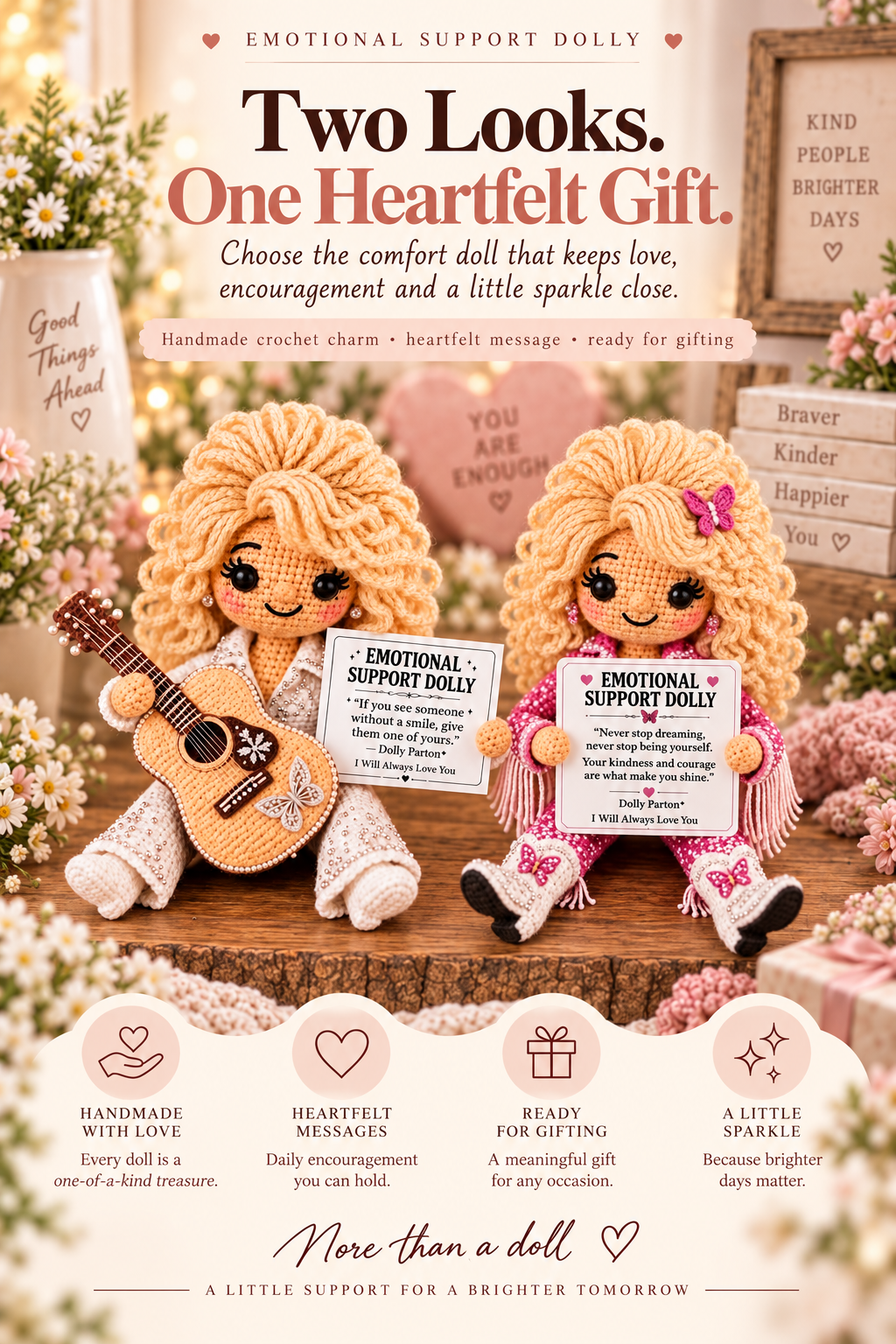 ⏳ Last Day 49% OFF – 🦋 Always With You Comfort Doll | Handmade Crochet Companion with Butterfly Details &amp; Encouraging Words ❤️