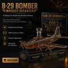 B-29 Bomber Collectible Whiskey Decanter, American Aviation History Inspired Glass Bottle with Display Base, 250th Anniversary Limited Style Gift