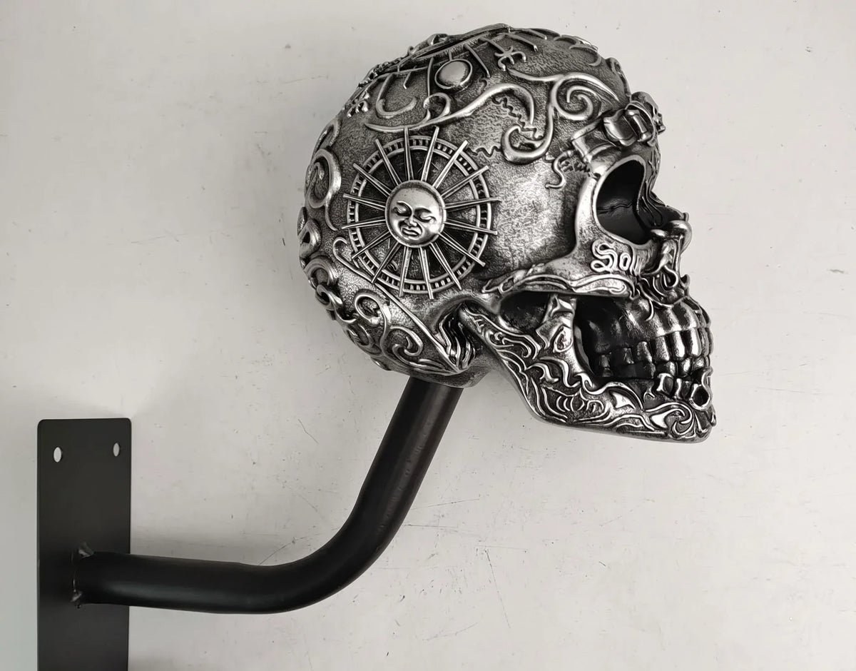 💀 Skull Helmet Wall Holder – Motorcycle Gear Display for Garage & Man Cave
