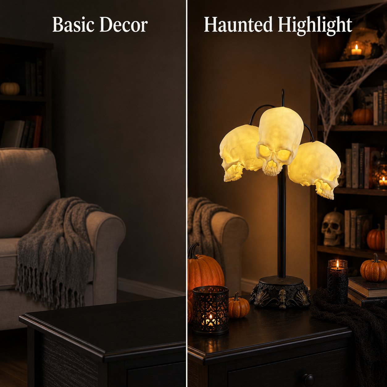 💀Triple Terror Glowing Skull Display